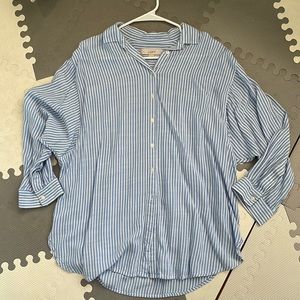 Ann Taylor Loft striped maternity button up blouse/Oxford (size small)